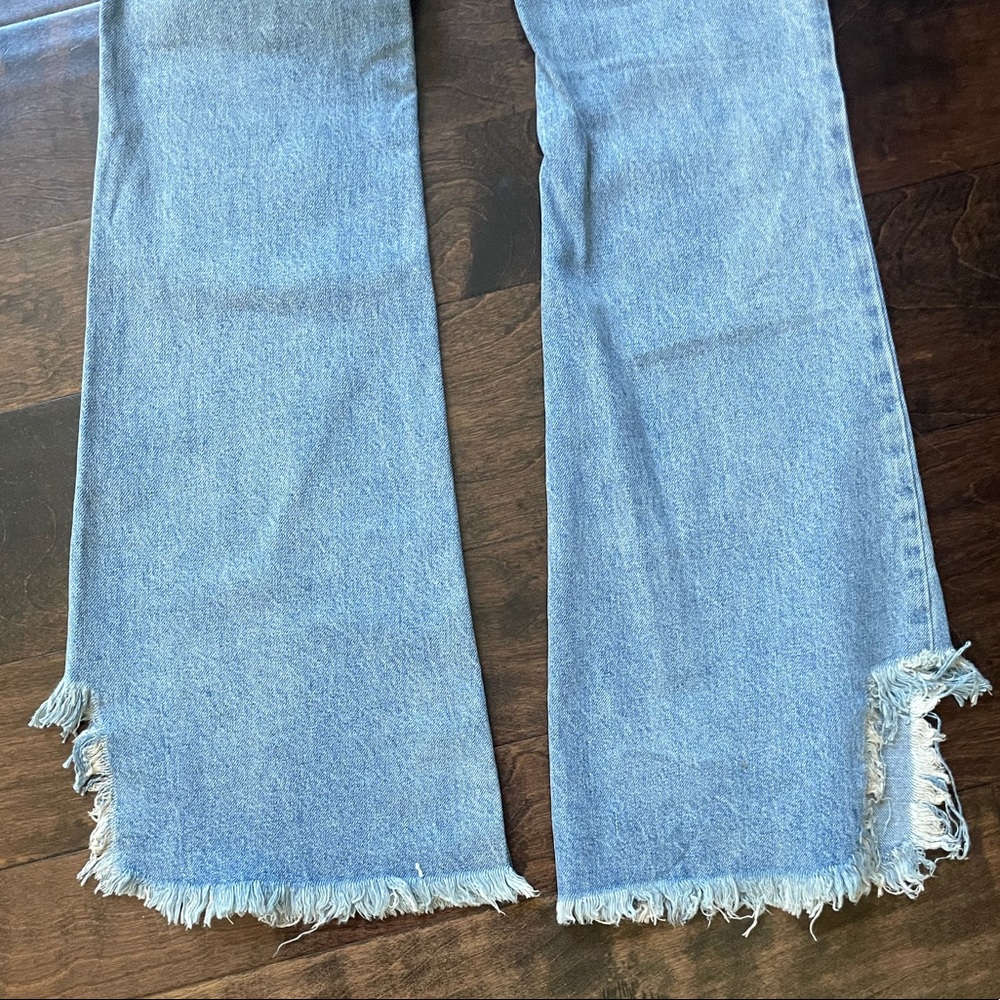 Free People Wide Leg Fringe Hem Jeans - Picture 6 of 8
